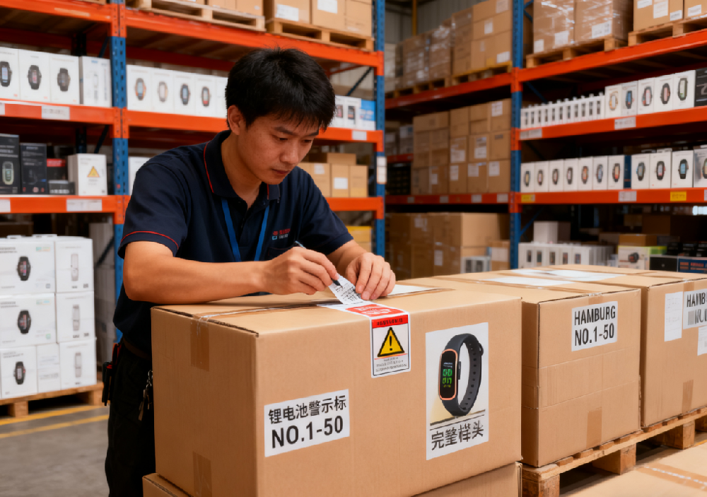 我是深圳一家跨境电商企业，主要出口带内置电池的智能穿戴设备（比如智能手环、手表）到欧洲，之前有一批货因为 HS 编码只填了大类 “电子产品”，被德国海关查验延误了 5 天，还产生了额外滞港费。现在旺季临近，想知道怎么从申报、包装到合作方选择全方位降低查验概率？万一再被查，怎么快速处理不耽误 FBA 仓补货？