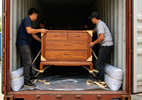 集装箱装柜防护不到位，实木家具远洋海运接连受潮挤压受损